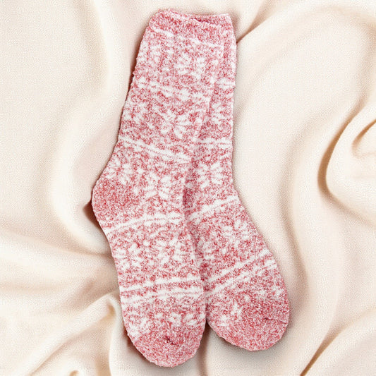 World's Softest - Winter Crew Socks - Fair Isle Red - Mellow Monkey