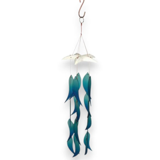 Fish Catch Wind Glass Chime - 30-in - Mellow Monkey