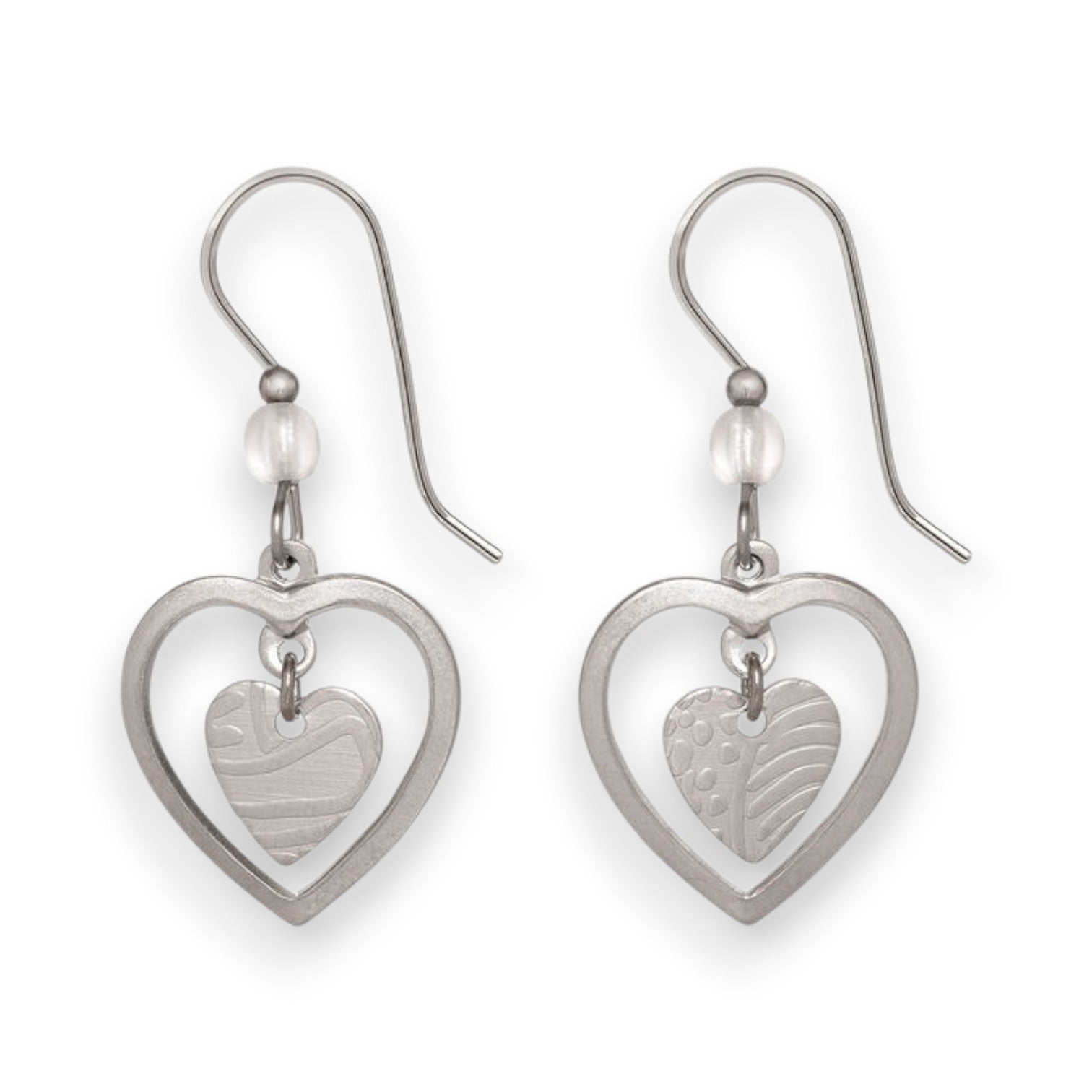 Silver Forest Silver Heart in Open Heart Earrings NE-2233 - Mellow Monkey