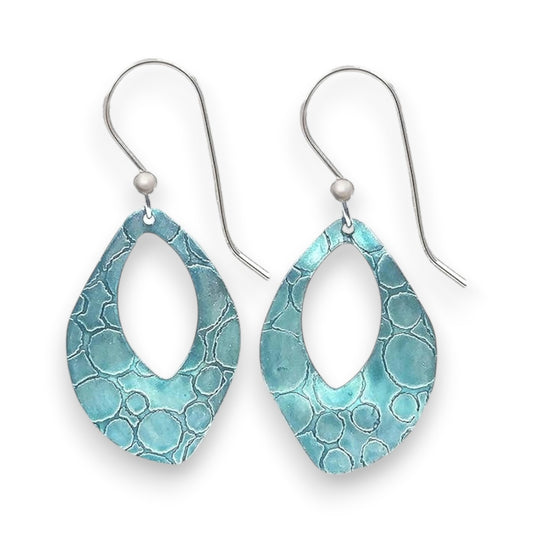 Silver Forest Textured Organic Oval Blue Earrings NE-2264 - Mellow Monkey