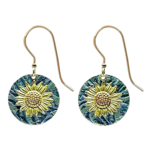 Silver Forest Sunflower on Textured Round Shape NE-2338