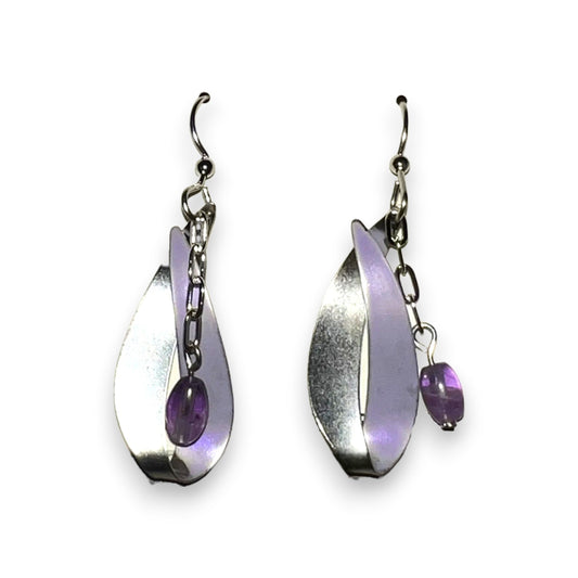 Silver Forest Silver Contemporary Teardrop and Beaded Earrings NE-2349