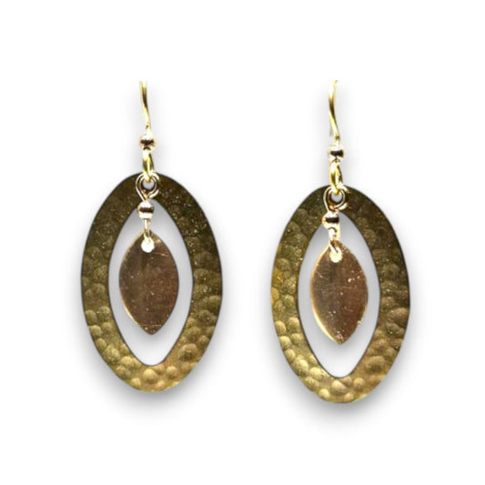 Silver Forest Football In Hammered Oval Earrings NE-2358 - Mellow Monkey