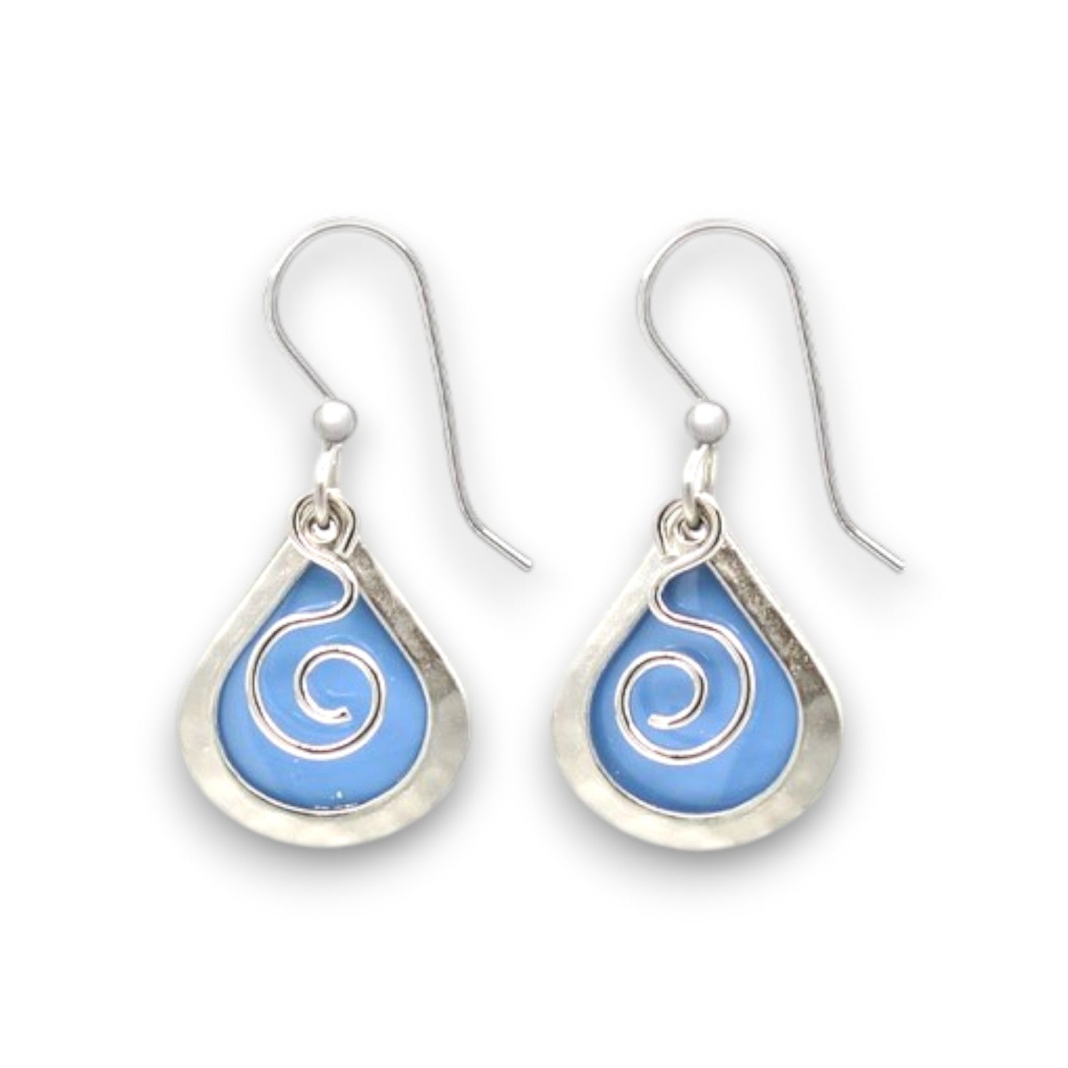 Silver Forest Silver and Blue Teardrop with Coil Earrings NE-2382 - Mellow Monkey