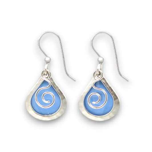 Silver Forest Silver and Blue Teardrop with Coil Earrings NE-2382 - Mellow Monkey