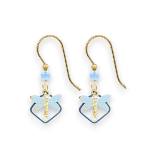 Silver Forest Blue Breeze Dragonfly Dangle Earrings NE-2155D - Mellow Monkey