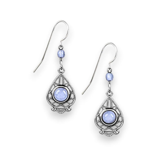 Silver Forest Silvertone Dangle Earrings with Agate Stone - E7360 - Mellow Monkey