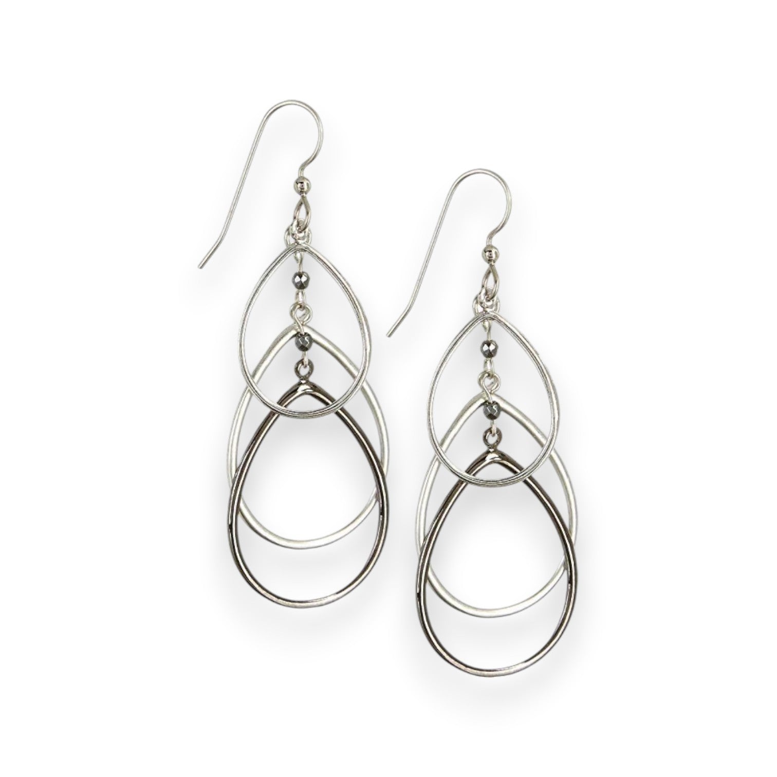 Silver Forest Triple Cutout Teardrop Layers Dangle Earrings - NE-0999 - Mellow Monkey