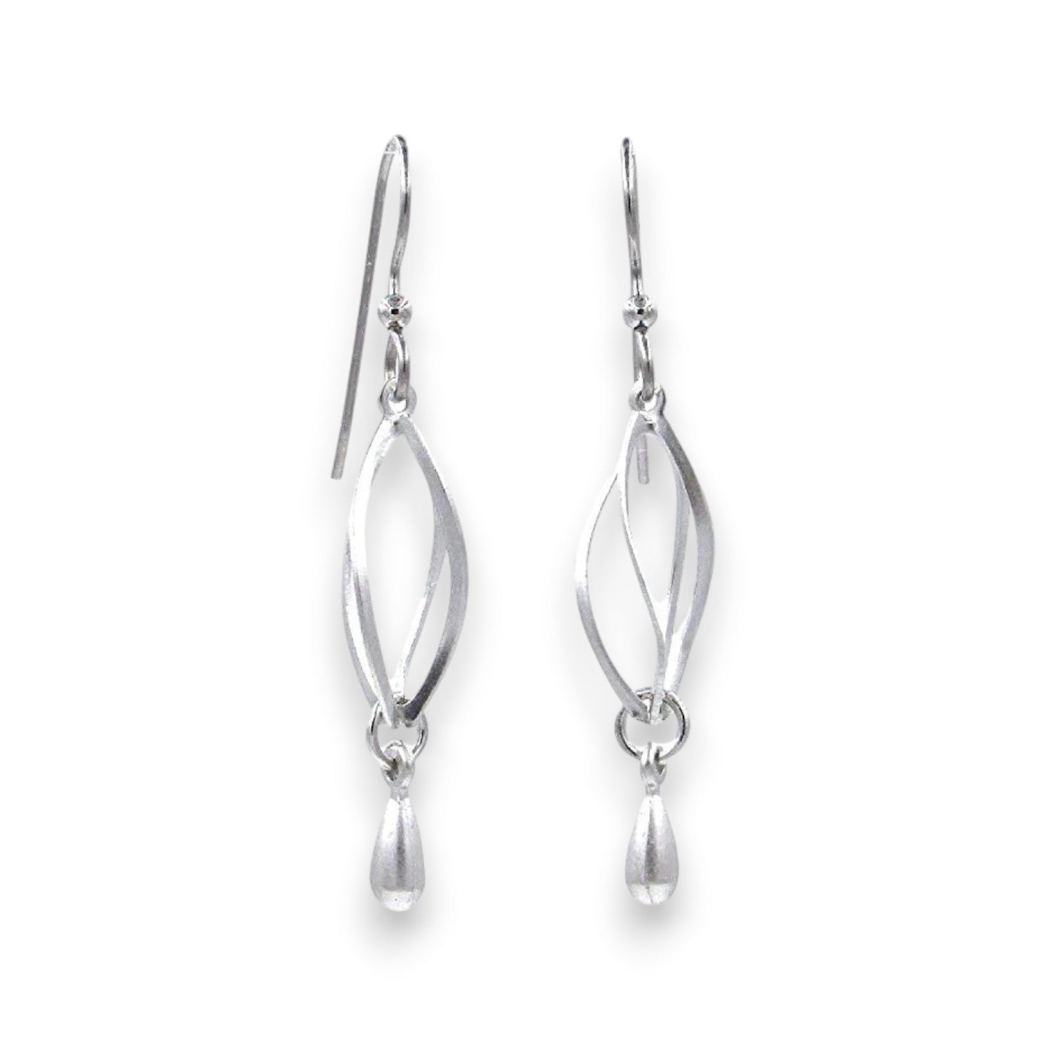 Silver Forest Earrings - Open Cage Silver Tone Drop - NE-1642 - Mellow Monkey