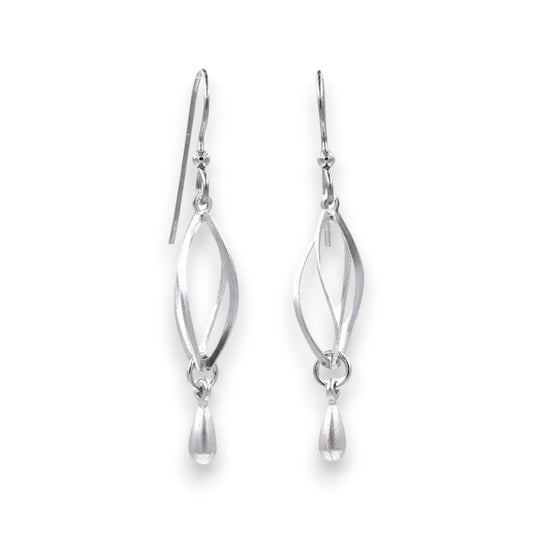 Silver Forest Earrings - Open Cage Silver Tone Drop - NE-1642 - Mellow Monkey