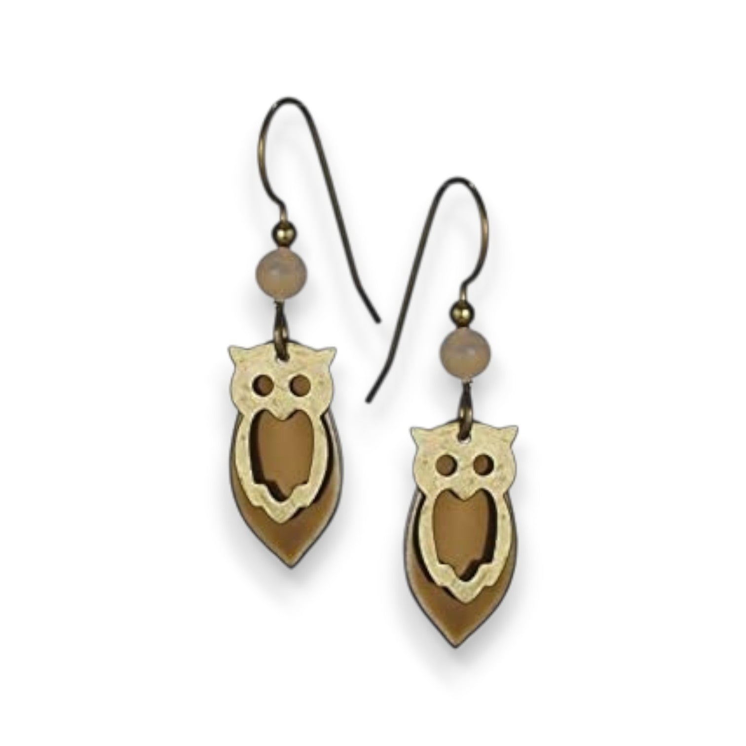 Silver Forest Goldtone Owl Dangle Earrings - Mellow Monkey