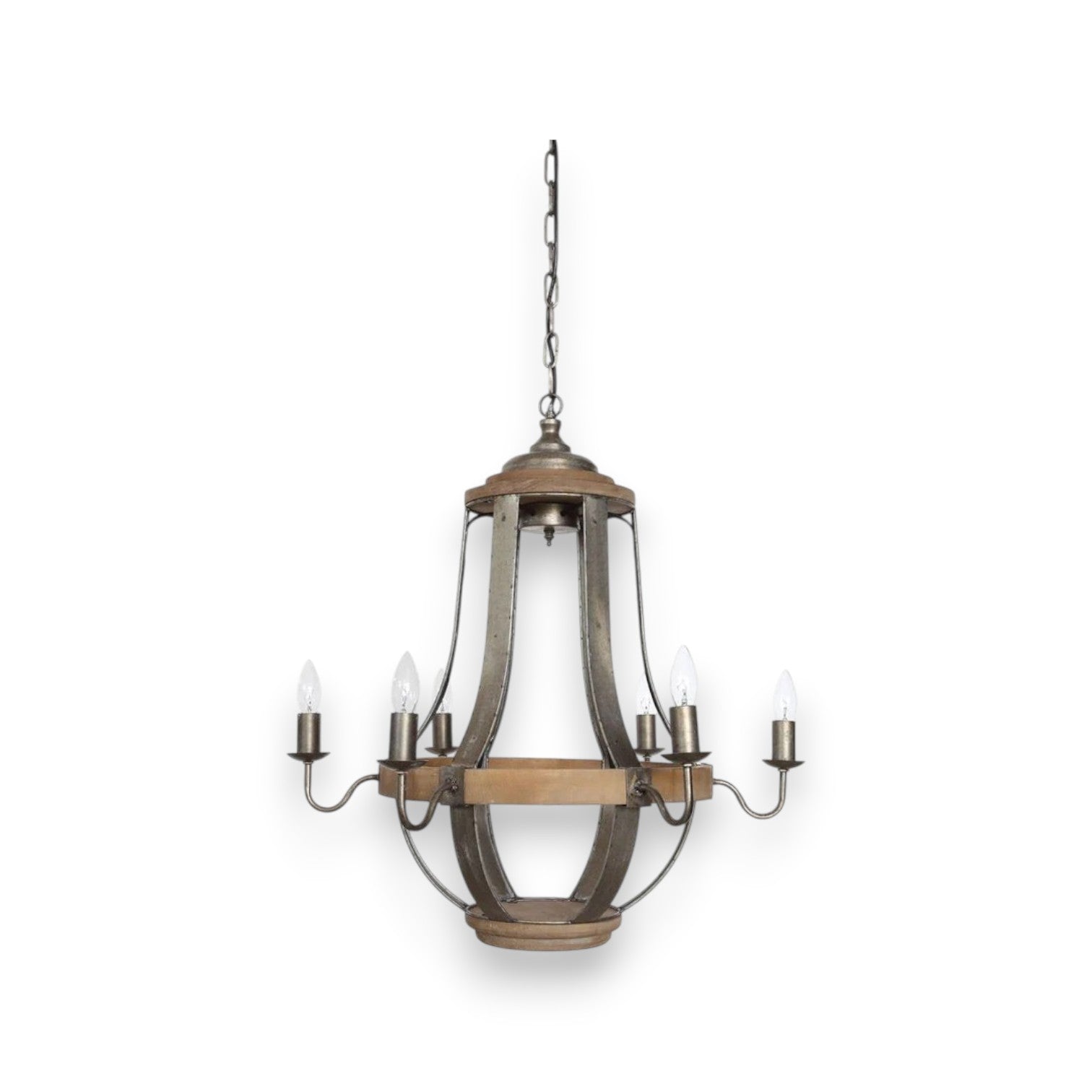 Vintage Wood and Metal 27" Chandelier | 27-in - Mellow Monkey