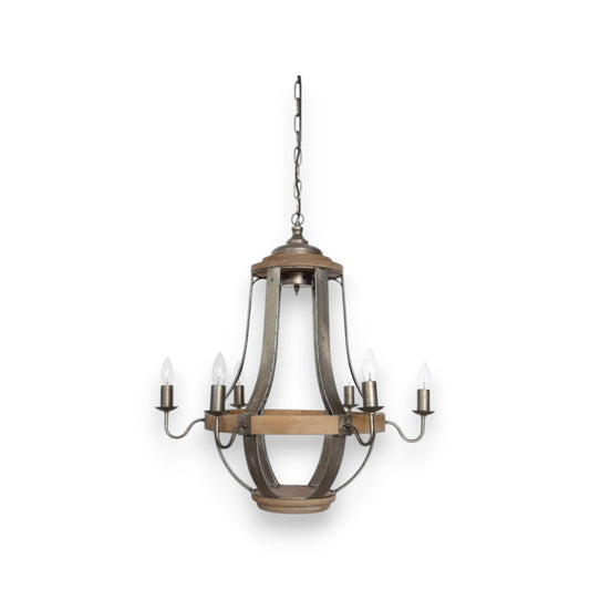 Vintage Wood and Metal 27" Chandelier | 27-in - Mellow Monkey
