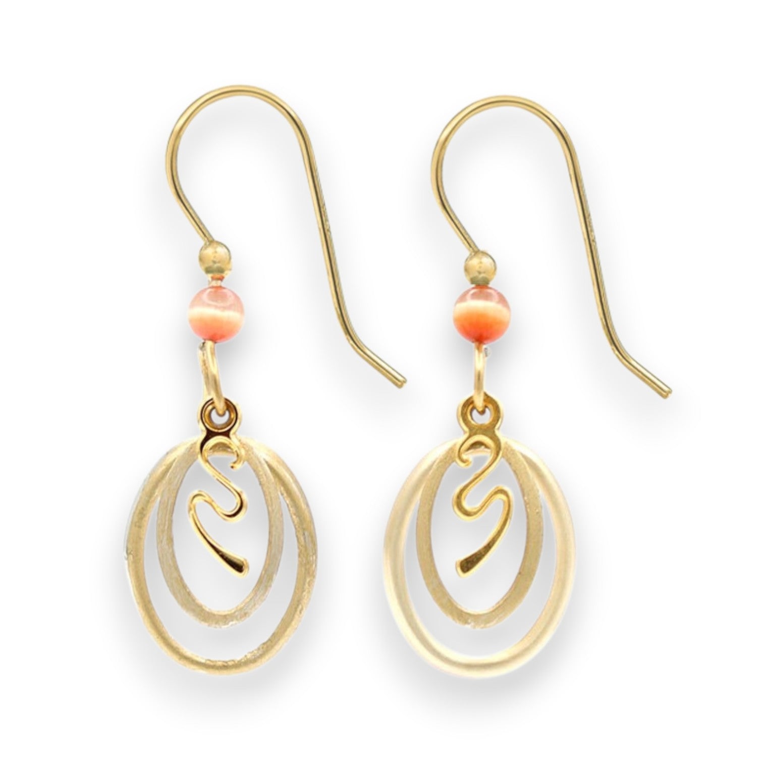 Silver Forest Gold-Tone Duo Metal Ovals Drop Earrings NE-2198A - Mellow Monkey
