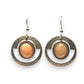 Silver Forest Hammered Frame & Oval Stone Earrings NE-2207 - Mellow Monkey