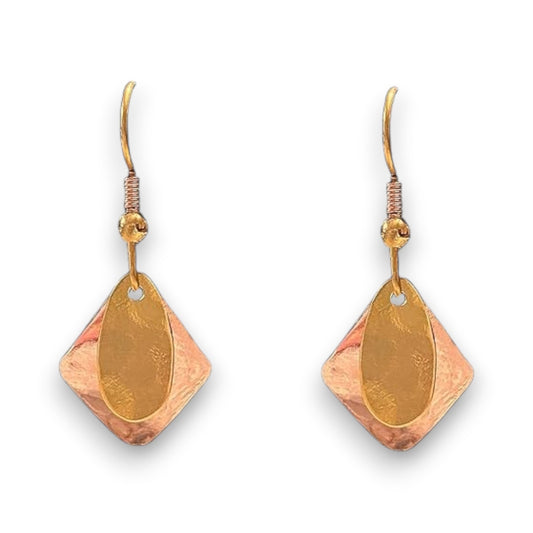 Silver Forest Rose Gold with Gold Overlay Classic Layered Earrings NE-2227A - Mellow Monkey