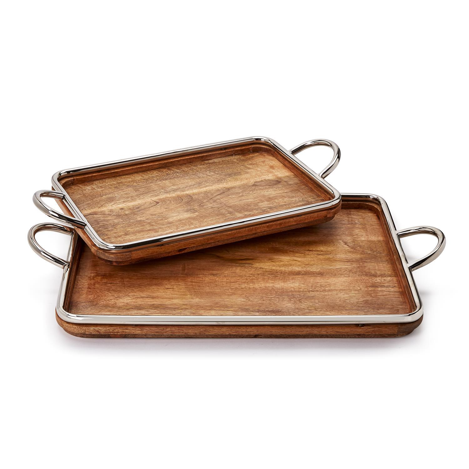 Bedford Grand Mango Wood and Steel Decorative Serving Tray - Mellow Monkey