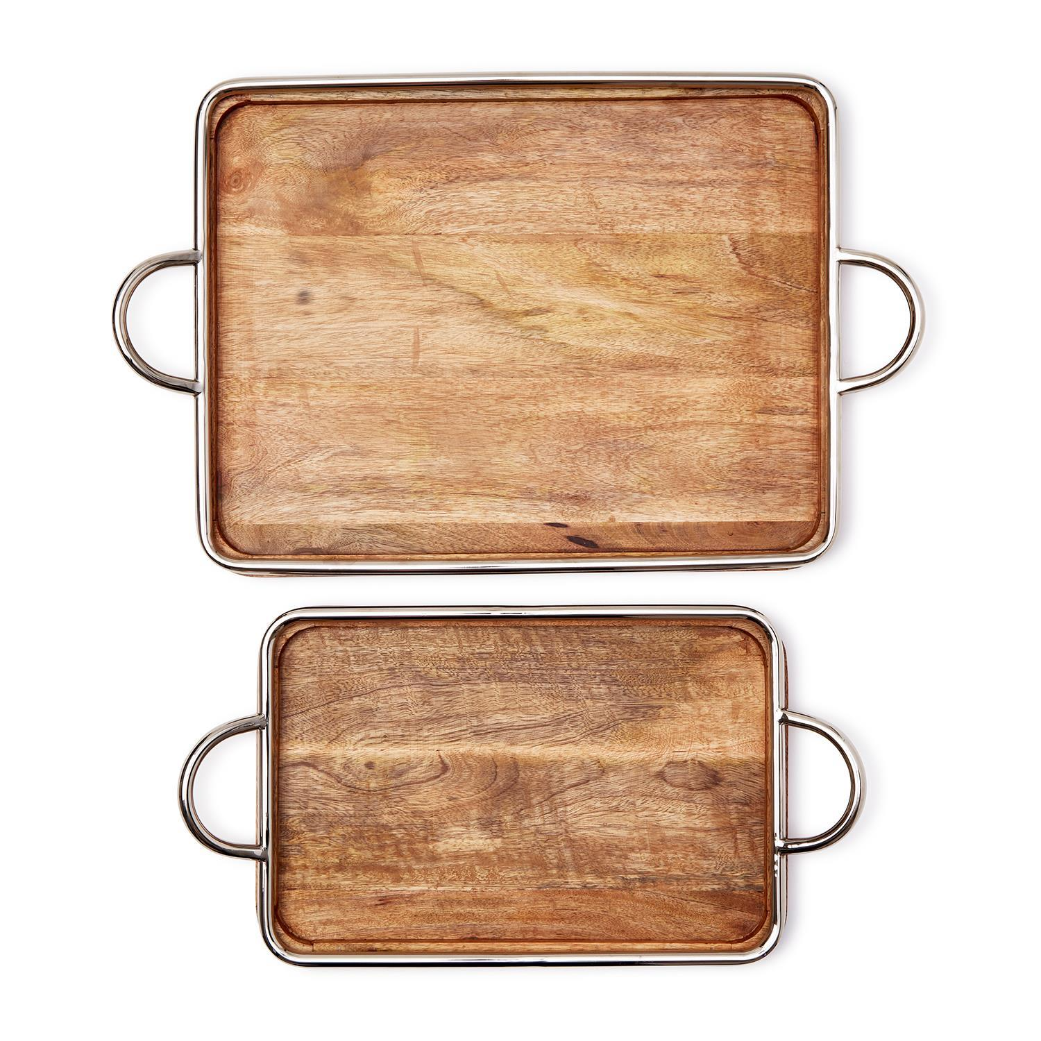 Bedford Grand Mango Wood and Steel Decorative Serving Tray - Mellow Monkey