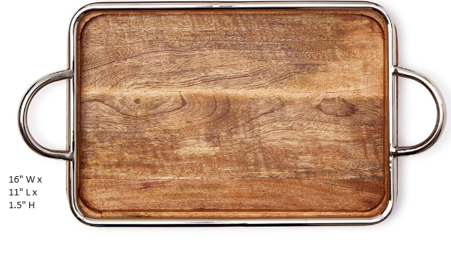 Bedford Grand Mango Wood and Steel Decorative Serving Tray