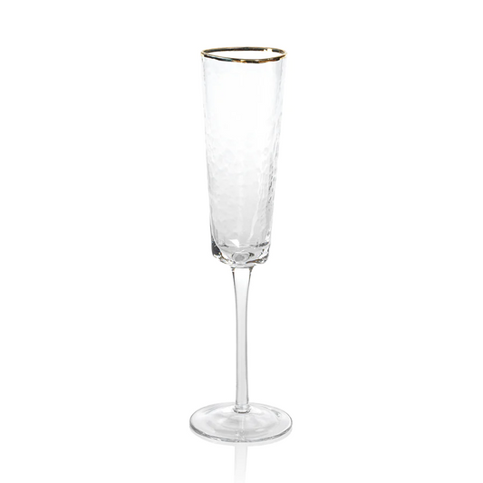 Aperitivo Triangular Champagne Flute - Clear With Gold Rim - Mellow Monkey