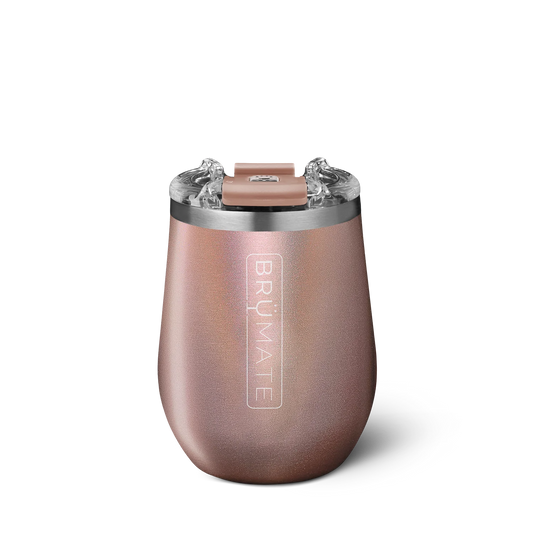 Uncork'd XL - Leakproof Insulated Wine Tumbler - Glitter Rose Gold - 14oz - Mellow Monkey