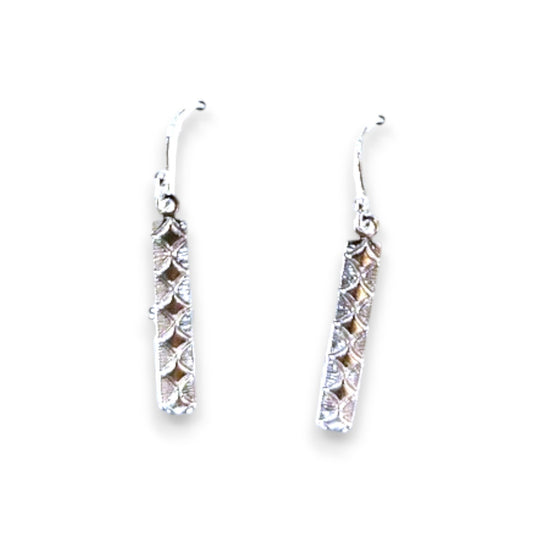 Spirit by Silver Forest Silver Textured Bar Drop Earrings SA-0371 - Mellow Monkey