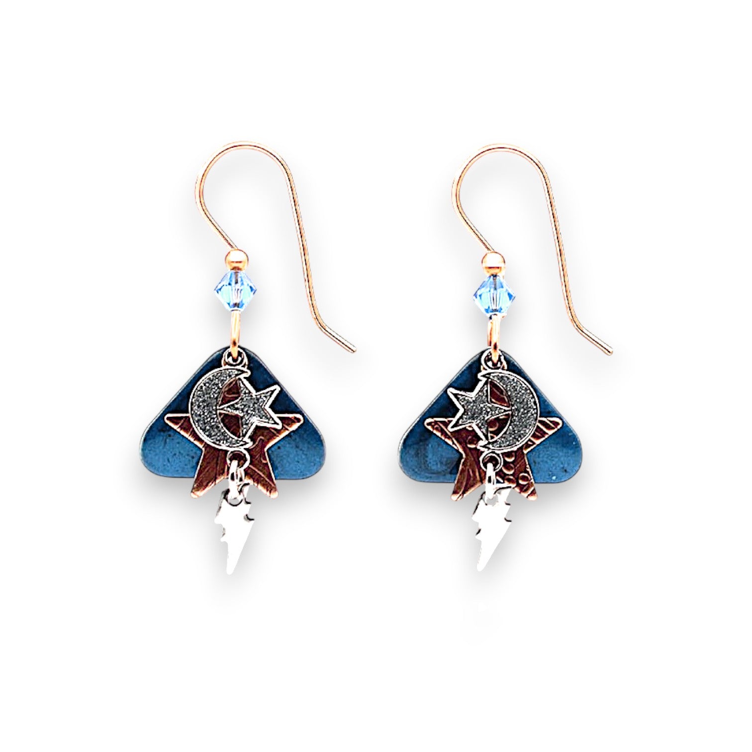 Silver Forest Sky Story on Triangle Earrings NE-1584A - Mellow Monkey