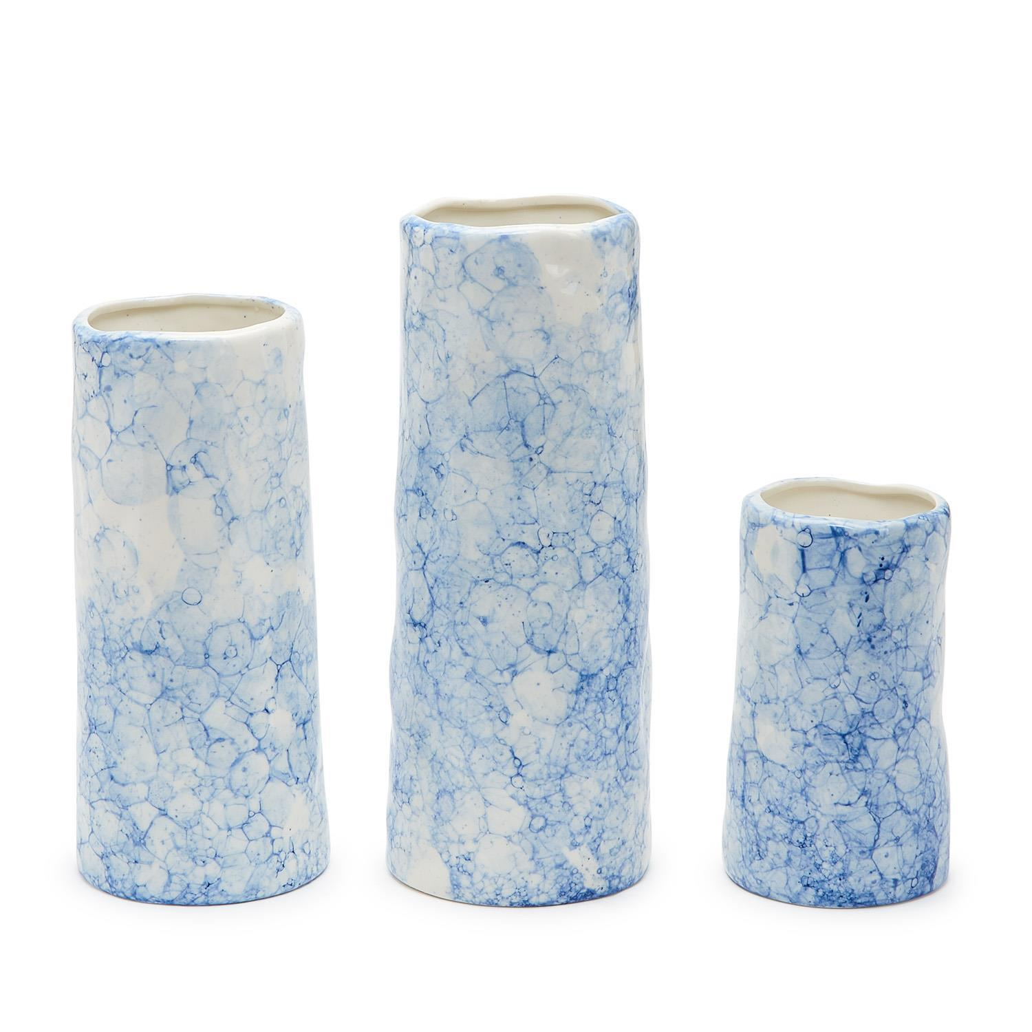 Blue Sponge Ceramic Vase - Mellow Monkey