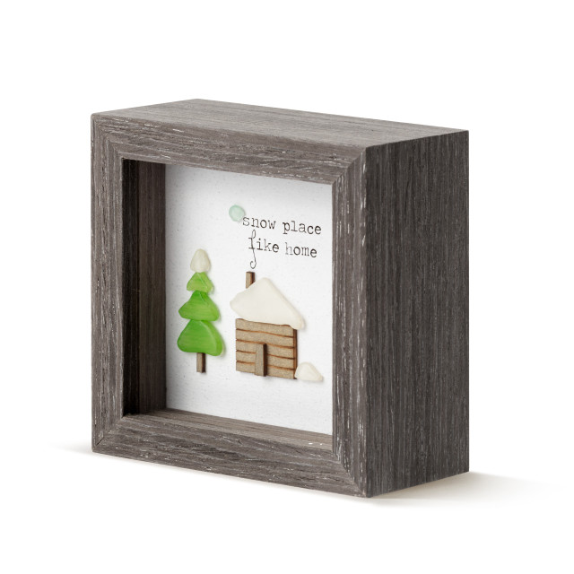 Snow Place Like Home - Sharon Nowlan Shadow Box - 4 x 4 in - Mellow Monkey