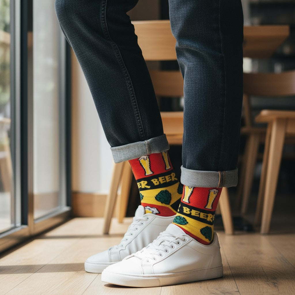 Because Beer - Natural Bamboo Knit Socks - Mellow Monkey