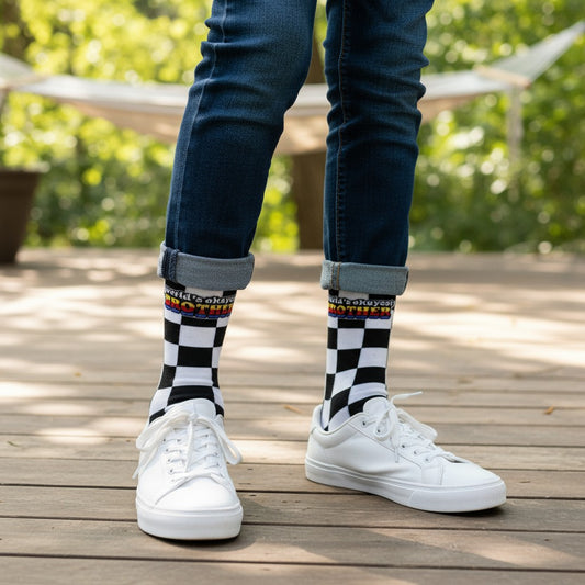 World's Okayest Brother - Natural Bamboo Knit Socks - Mellow Monkey