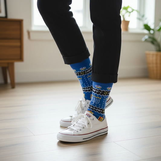 Hanukkah - Natural Bamboo Knit Socks - Mellow Monkey