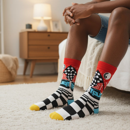 Race Day - Natural Bamboo Knit Socks - Mellow Monkey