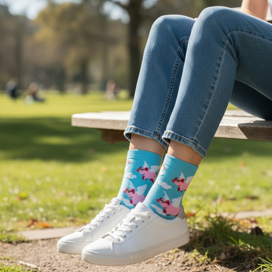 When Pigs Fly - Natural Bamboo Knit Socks - Mellow Monkey