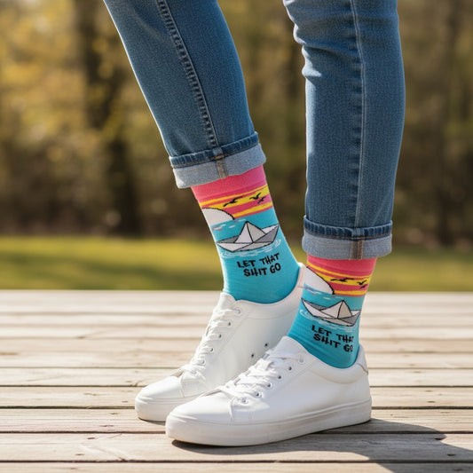 Let That Shit Go - Natural Bamboo Knit Socks - Mellow Monkey