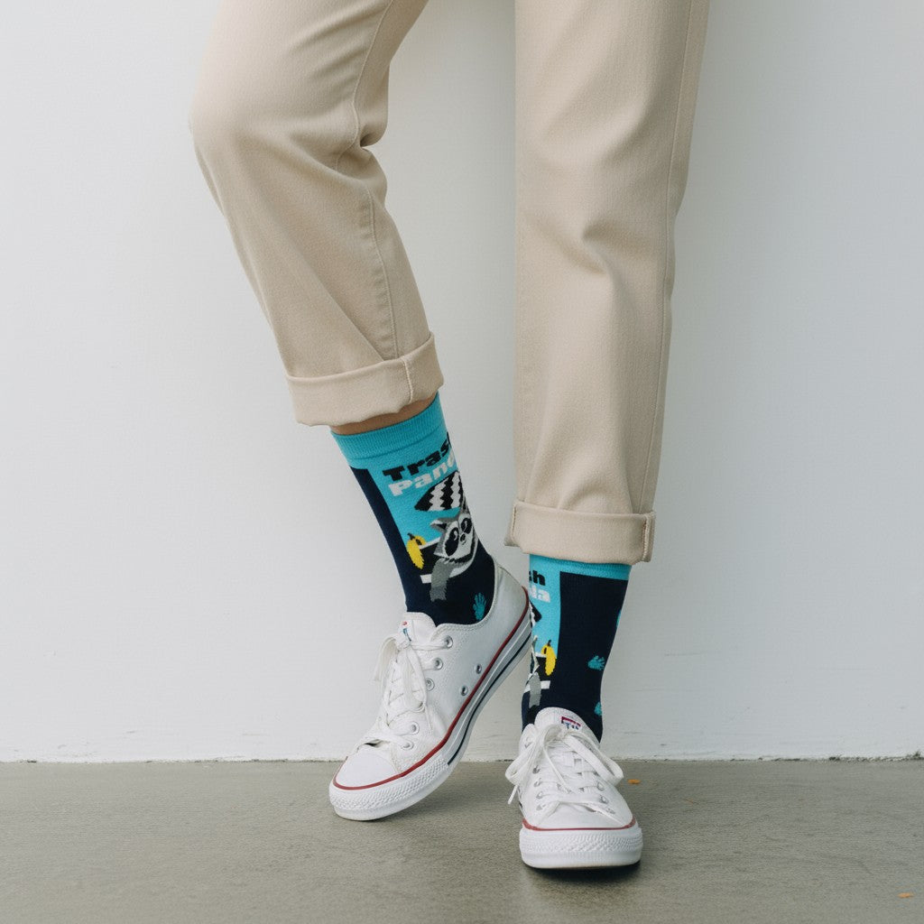 Trash Panda - Natural Bamboo Knit Socks - Mellow Monkey