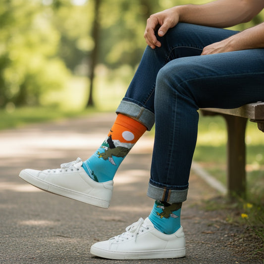 Bald Eagle - Natural Bamboo Knit Socks - Mellow Monkey