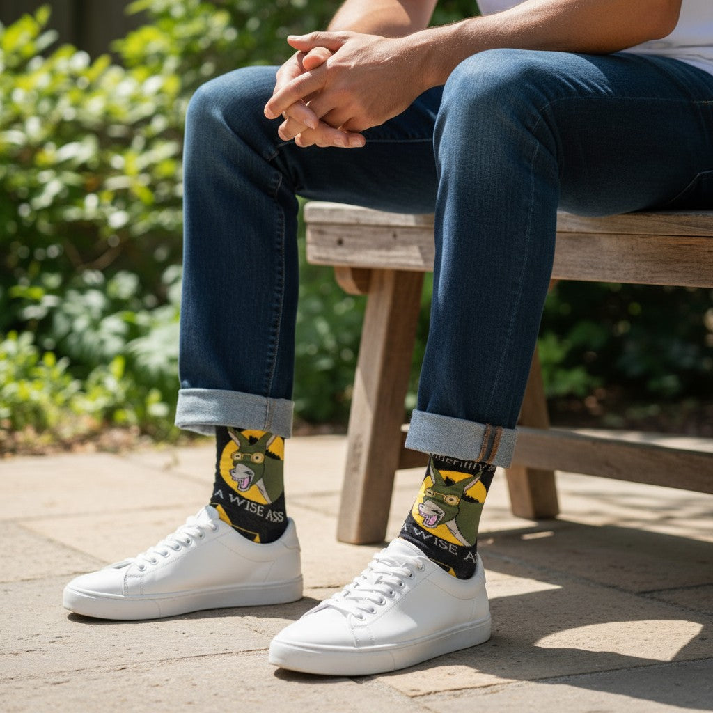 Wise Ass - Natural Bamboo Knit Socks - Mellow Monkey
