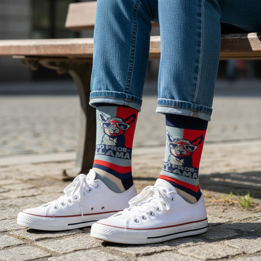 No Prob-Llama - Natural Bamboo Knit Socks - Mellow Monkey