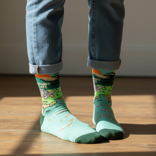 Always Late - Natural Bamboo Knit Socks - Mellow Monkey
