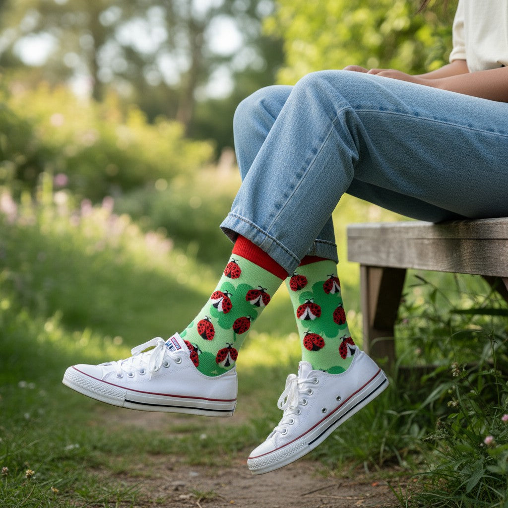 Lucky Bug - Natural Bamboo Knit Socks - Mellow Monkey