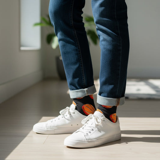 Basketballs - Natural Bamboo Knit Socks - Mellow Monkey