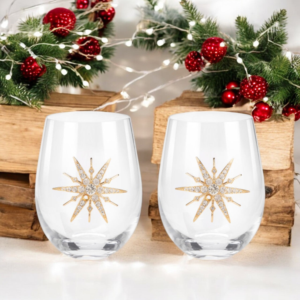 Star of Bethlehem Wine Glasses - Set of 2 - Mellow Monkey