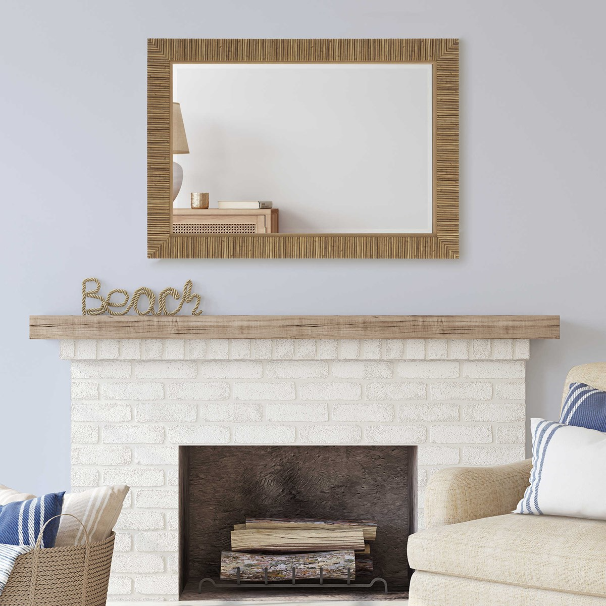 Salt + Light Rattan Rectangular Mirror - 35-in - Mellow Monkey