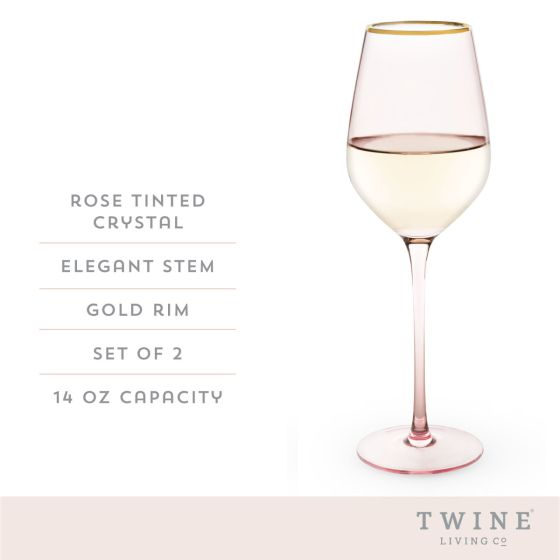 Rose Crystal White Wine Glass Set - Mellow Monkey