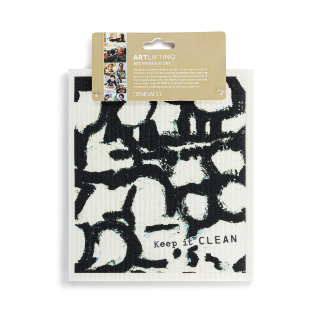 Off White and Black - Art Themed Swedish Dishcloths - Mellow Monkey