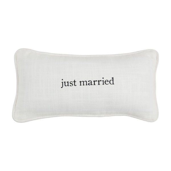 Just Married Mini Lumbar Pillow - 12-in - Mellow Monkey