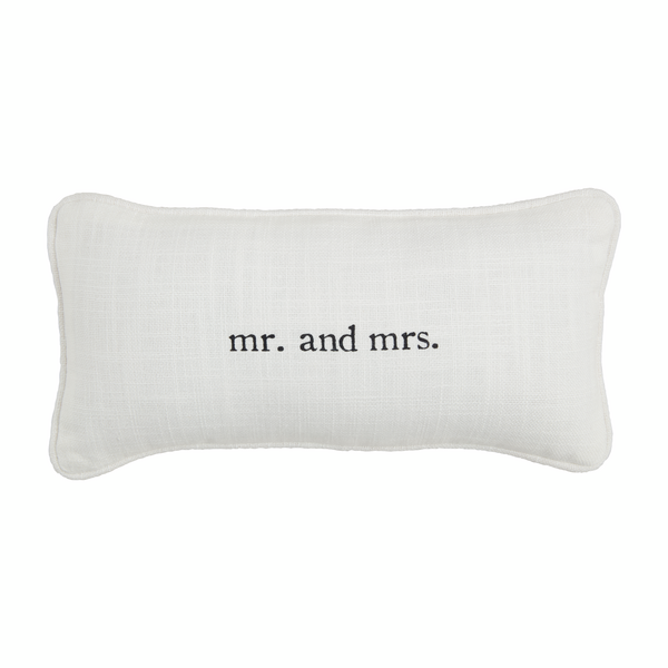 Mr. and Mrs. Mini Lumbar Pillow - 12-in - Mellow Monkey
