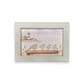 Stratford Point Lighthouse Sea Glass Birds on Watercolor Print - Framed Teal 7-1/4-in Horizontal - Mellow Monkey