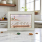Stratford Point Lighthouse Sea Glass Birds on Watercolor Print - Framed Teal 7-1/4-in Horizontal - Mellow Monkey